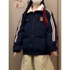 新款棉服女冬季复古藏青色宽松oversize学院风休闲百搭外套JK9003，男装棉衣，星座516A