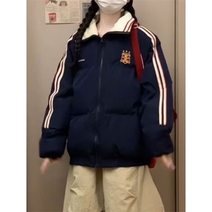 新款棉服女冬季复古藏青色宽松oversize学院风休闲百搭外套JK9003图片