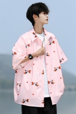 8XL-M腊肠狗花衬衫男短袖夏季冰丝薄款花衬衣寸衫外套DC28003P38，男装T恤，电商B312