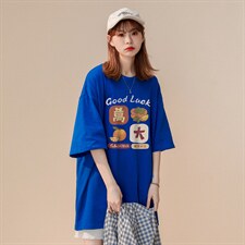 中性风2022夏季新款宽松印花圆领短袖200gT恤男T6005P25，男装T恤，电商A268