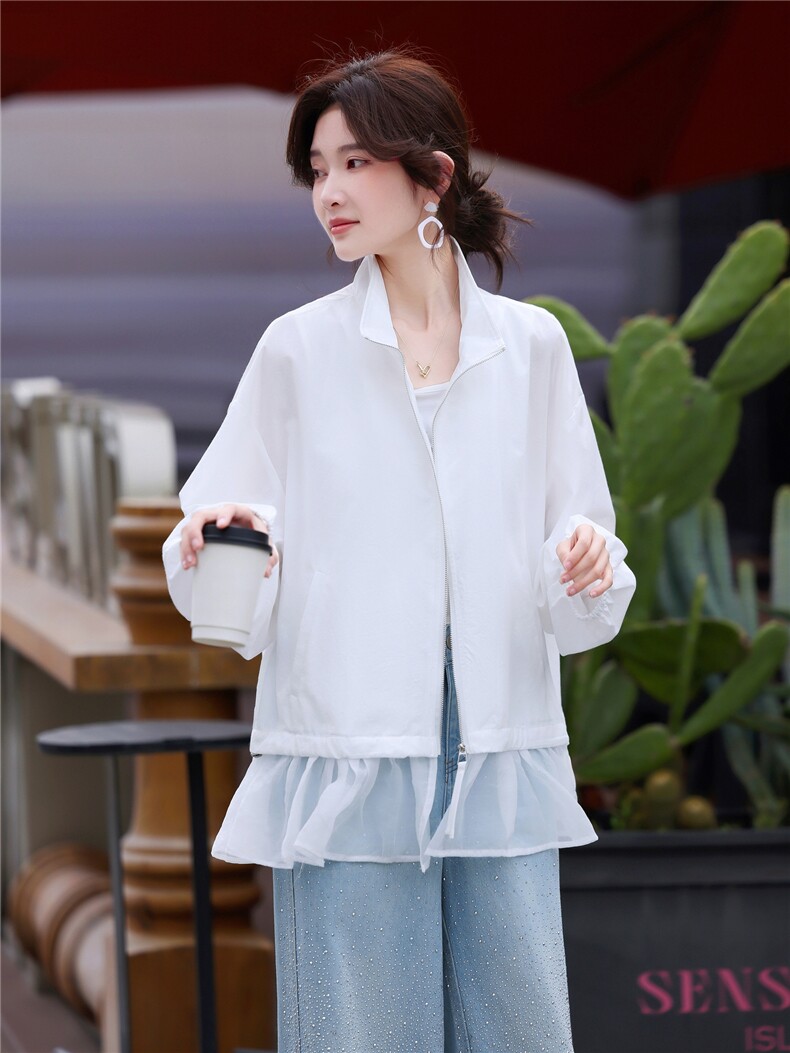 防晒衣女夏季2026年新款薄款长袖百搭时尚短款宽松防晒开衫外套,女装短外套,鑫源服饰