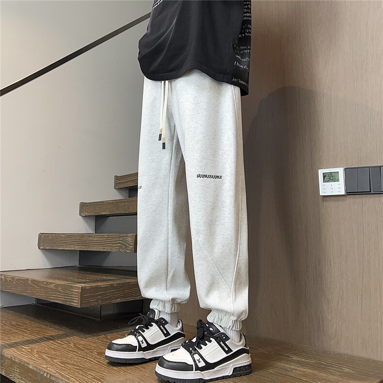 2025秋冬装华棉刺绣休闲裤宽松卫裤潮男K8766/特P35花灰3,男装休闲裤,电商A094
