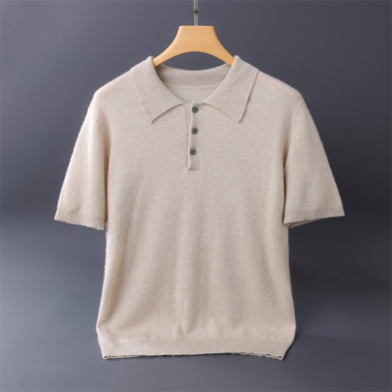 秋冬季新款舒适时尚百搭12针Polo领短袖男士羊绒衫，男装羊绒套衫，伊绒腾羊绒