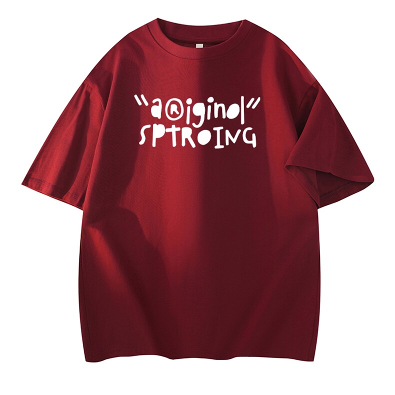 抖音得物供货210克现货宽松纯棉美式潮牌印花落肩袖纯棉T恤AT2198,男装T恤,电商A443