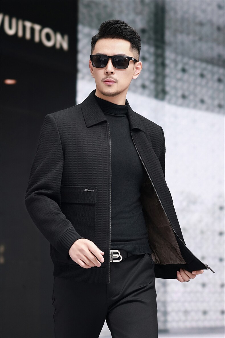 新标90绒羽绒内胆针织衫羽绒服外套男中老年时尚羽绒服夹克外套,男装夹克,钱塘723