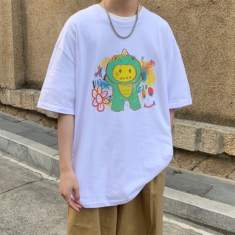夏季卡通短袖t恤男韩版潮流宽松半袖体恤潮牌衣服打底衫图片