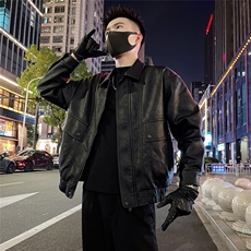 秋款夹克外套男潮牌肌理感老钱风痞帅翻领皮衣3，男装夹克，电商A366