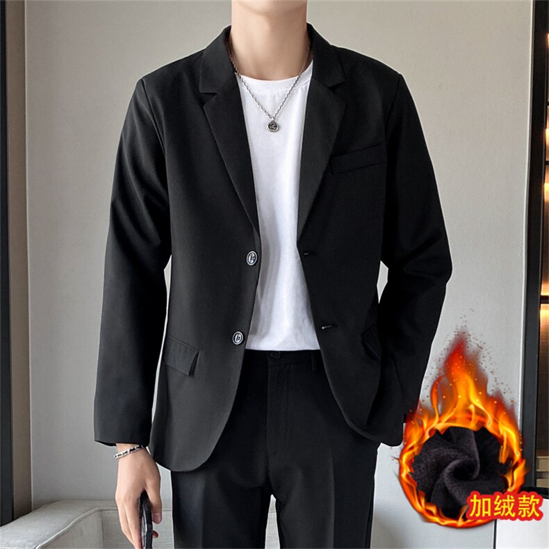 ins休闲西服男韩版潮流痞帅气长袖加绒小西装港风潮牌单西外套图片