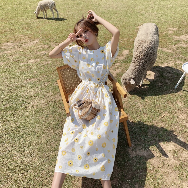 【大货已出】2021夏季新款清新小雏菊连衣裙255-2051-P85控138,女装连衣裙,浙宝288（原255）