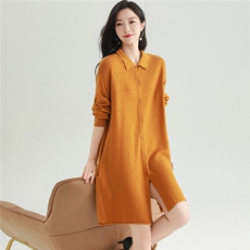 2025秋冬百搭时尚简约polo领长袖针织衫，女装针织衫/毛衣，雅之冉羊绒