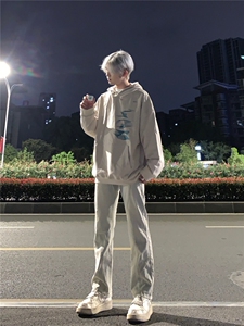 美式高街vibe拼接黄泥牛仔裤修身直筒裤XZ310A-4-NZ27 控78图片