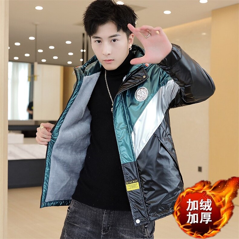 冬季亮三拼羽棉服男模特加厚夹克保暖外套工装棉衣上蓝872加绒,男装夹克,星座1207