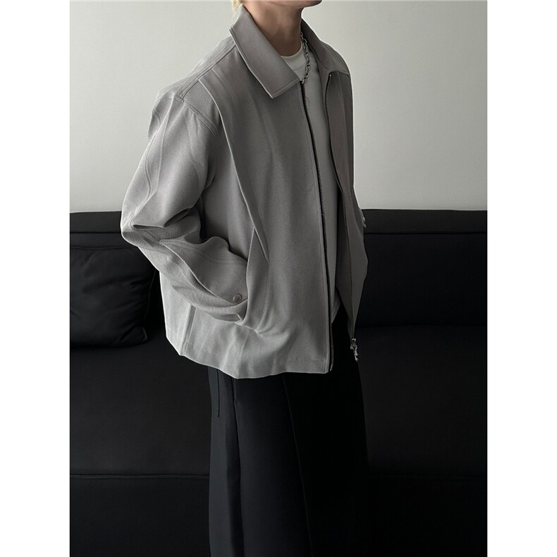 美式复古飞片合页解构翻领拉链夹克男女春秋季cleanfit飞行员外套,男装夹克,四季星座505