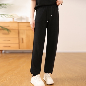2025冬季新羊毛小脚裤女高腰针织哈伦萝卜束脚裤休闲外穿羊绒长裤图片