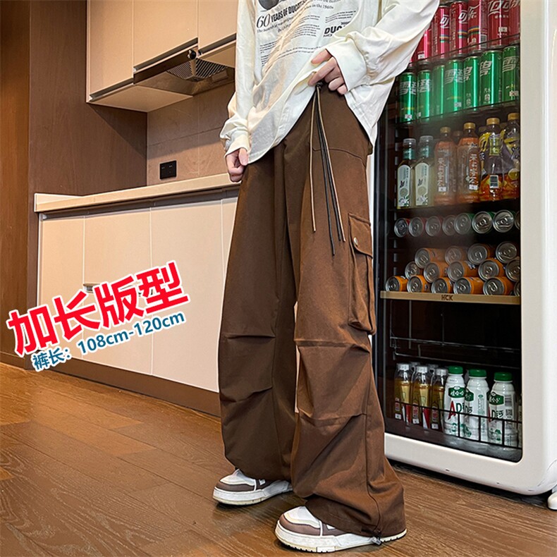 加长版工装裤男高个子阔腿直筒伞兵裤188cm110裤子KZ012P78加绒88图片