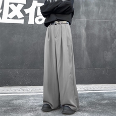 西装裤子男日系裤子宽松直筒休闲长裤垂感阔腿西裤K310-P45，男装西裤，星座308B-1