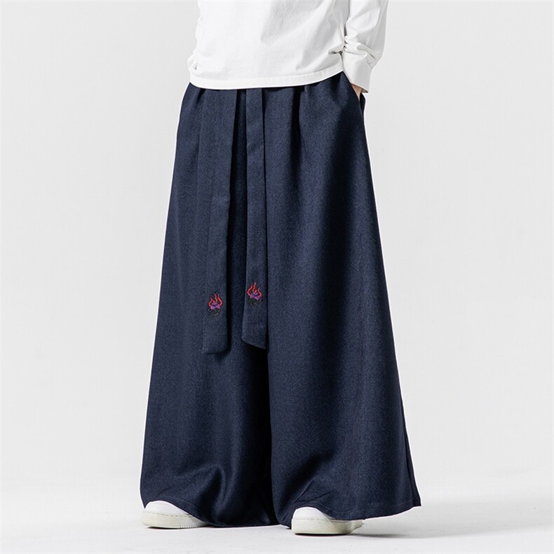 秋冬新款风宽松休闲裙裤汉服阔腿裤宋裤新中式情侣K272/P75,男装民族服装,钱塘713