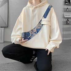 现货秋季A059-WY7868-P45控68新款设计感拼接连帽高品质百搭卫衣，男装卫衣，电商A059