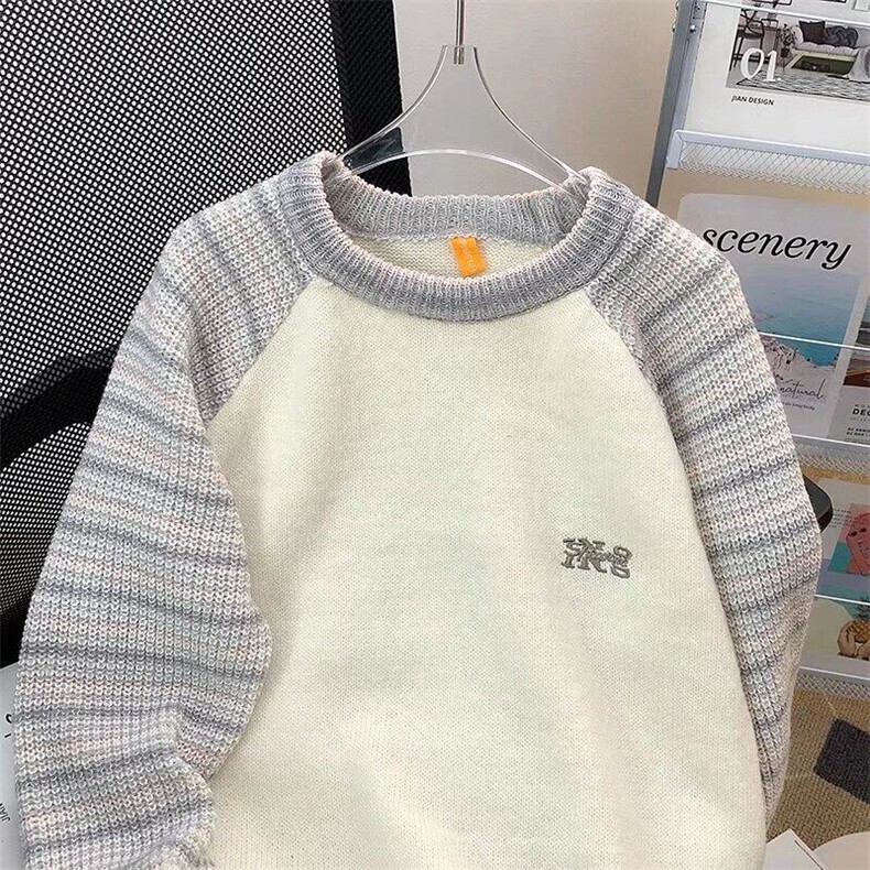 拼接套头针织毛衣秋冬新款设计感休闲元气学院风青少年MZ772-P47,男装针织衫/毛衣,星座412-2