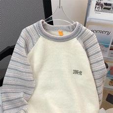拼接套头针织毛衣秋冬新款设计感休闲元气学院风青少年MZ772-P47，男装针织衫/毛衣，星座412-2