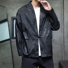 2025秋装新款加厚龙纹夹克开衫外套唐装汉服潮流2512-P50，男装夹克，电商A057B