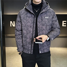 9519-M-4XL-P215标50绒男士休闲连帽不可拆刺绣羽绒服外套，男装羽绒服，电商B255