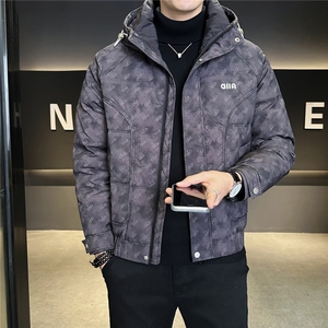 9519-M-4XL-P215标50绒男士休闲连帽不可拆刺绣羽绒服外套