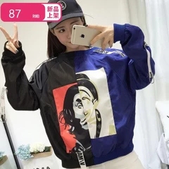 班服外套男欧美潮流双面人国潮小丑新款春秋季修身夹克薄款图片