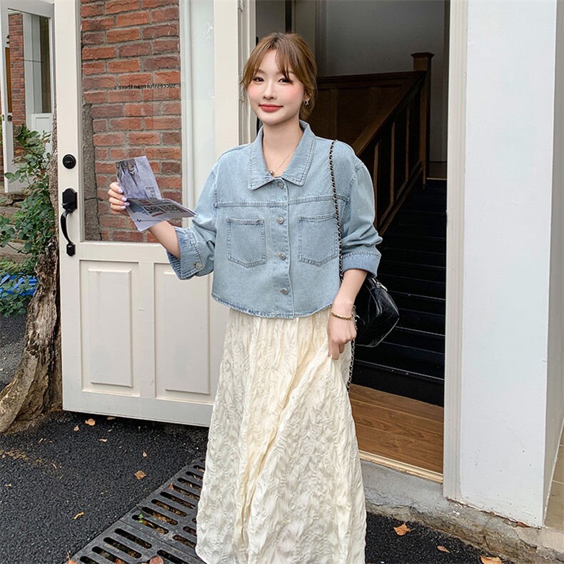 春秋季牛仔短外套吊带裙时尚两件套女,女装套装/套裙,秋水欣儿