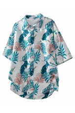 夏季短袖衬衫男潮牌袖宽松衬衣花衬衫C2083-特P38，男装衬衫，星座210-1
