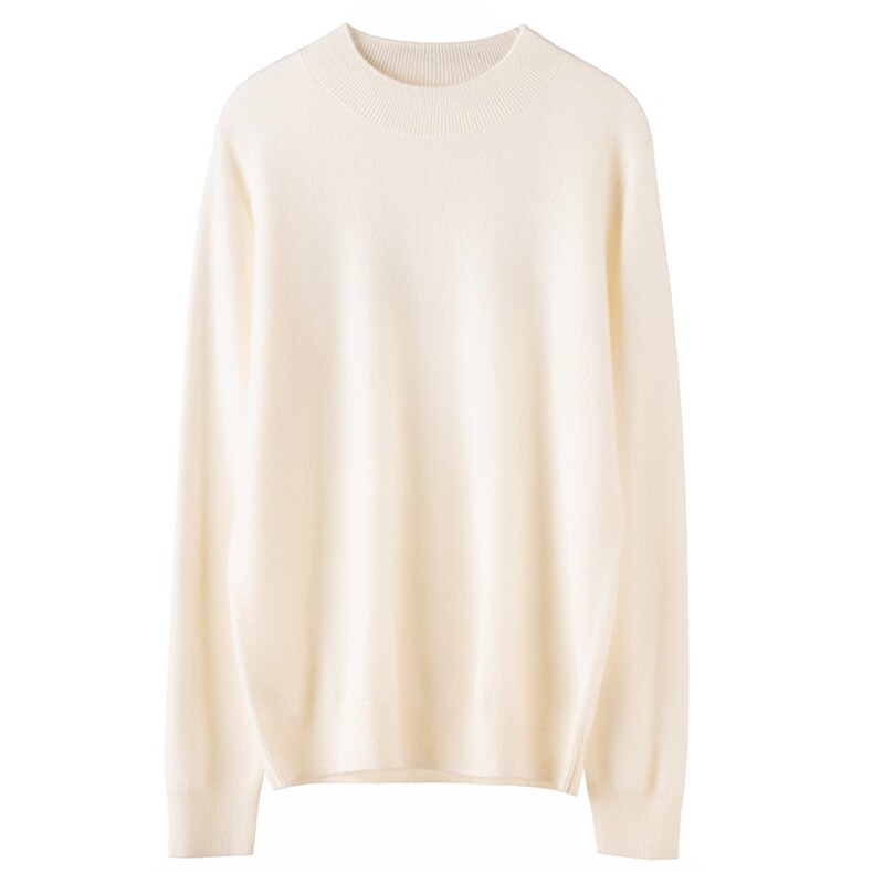 2025春秋新款羊绒衫女100纯山羊绒高翻领长袖套衫时尚休闲针织衫，女装羊绒衫，濮尚羊绒