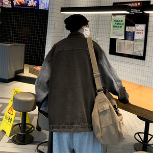 美式vibe复古渐变牛仔夹克男秋冬季潮牌高街痞帅宽松休闲工装外套图片