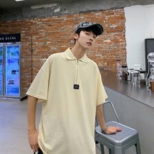 19夏装港风新款ins潮流拼色宽松polo衫韩版个性短袖T恤PL01/，男装Polo衫，电商D202