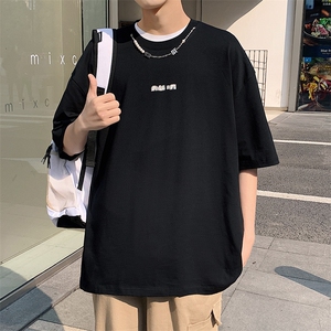 得物抖音40支双纱高品质港风休闲半袖纯棉短袖T恤男女T7201-P45