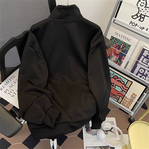 潮条纹卫衣夹克男女同款秋季宽松休闲拼接美式复古外套J65/P50图片