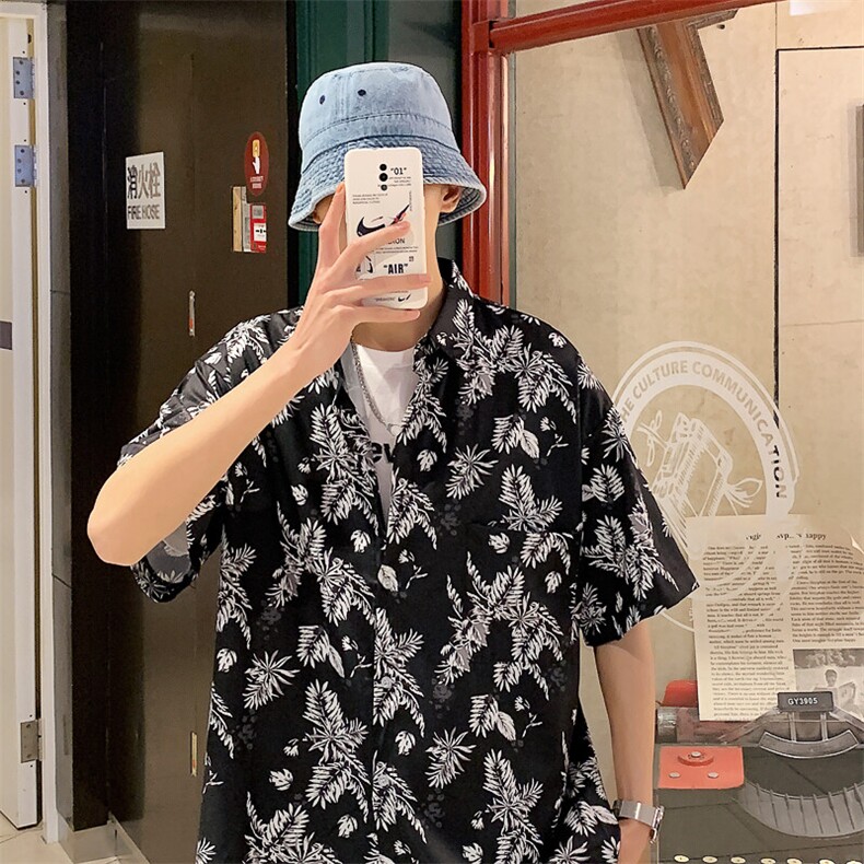 特P29控58夏季冰丝港风男宽松版扎染短袖衬衫CS10,男装T恤,电商B370