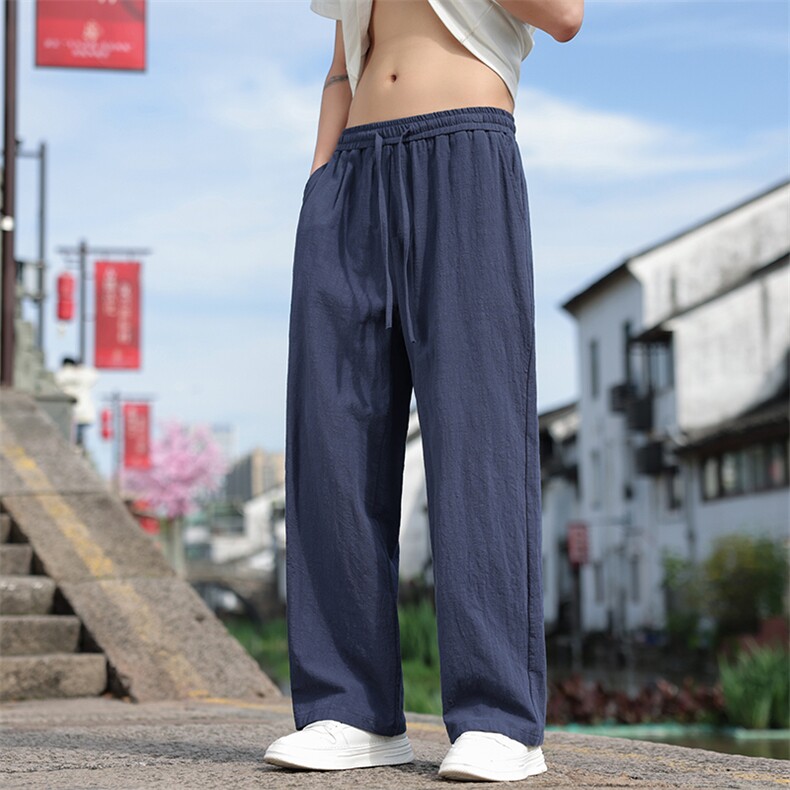 2025夏季新款亚麻透气休闲裤男士风休闲百搭直筒裤2412-P55,男装休闲裤,电商A008