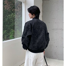 J528-P77美式复古棕色皮衣夹克男款春秋重磅潮牌痞帅麂皮绒工装，男装夹克，电商B323A