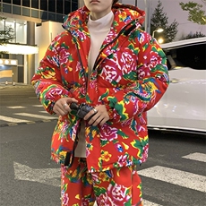 TZ206男女休闲新中式汉服连帽棉衣加绒裤套装风潮表演出潮，男装棉衣，星座115A(原星座507）