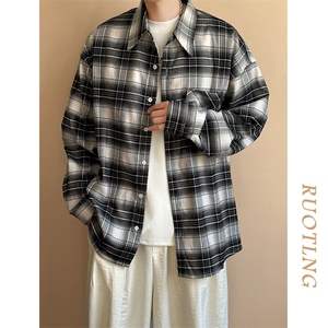 现货-春秋长袖格子衬衫男宽松潮牌休闲内搭衬衣-AC23086-特批P58图片