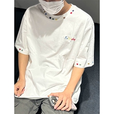 万针全刺绣工艺高品质260克双纱纯棉美式高街短袖T恤特P33，男装T恤，电商A486