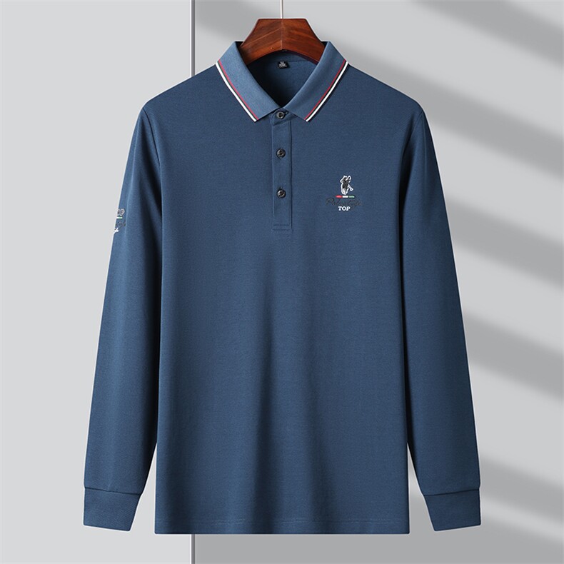 QLM77173男式秋季服装新款长袖T恤青年翻领四季打底体恤P66,男装T恤,电商B360
