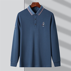 QLM77173男式秋季服装新款长袖T恤青年翻领四季打底体恤P66，男装T恤，电商B360