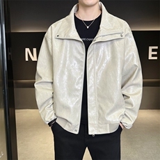 春季潮牌皮衣美式复古情侣翻领PU皮休闲宽松皮夹克外套JK0263-P78，男装夹克，星座308B-2