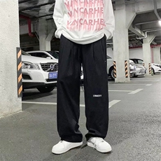 2024夏秋纯棉美式高街复古港风男宽松直筒阔腿休闲裤K1251P45，男装休闲裤，星座225-5