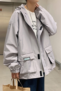 港风冲锋衣男潮牌外套男防风户外旅游服工装夹克男7210P75控108图片