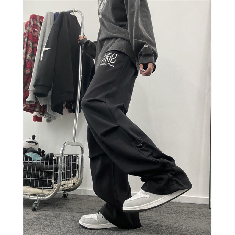 抖音品质春季新款潮流字母印花宽松休闲卫裤B315-K24022-p55控78,男装休闲裤,电商B315