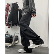 抖音品质春季新款潮流字母印花宽松休闲卫裤B315-K24022-p55控78，男装休闲裤，电商B315