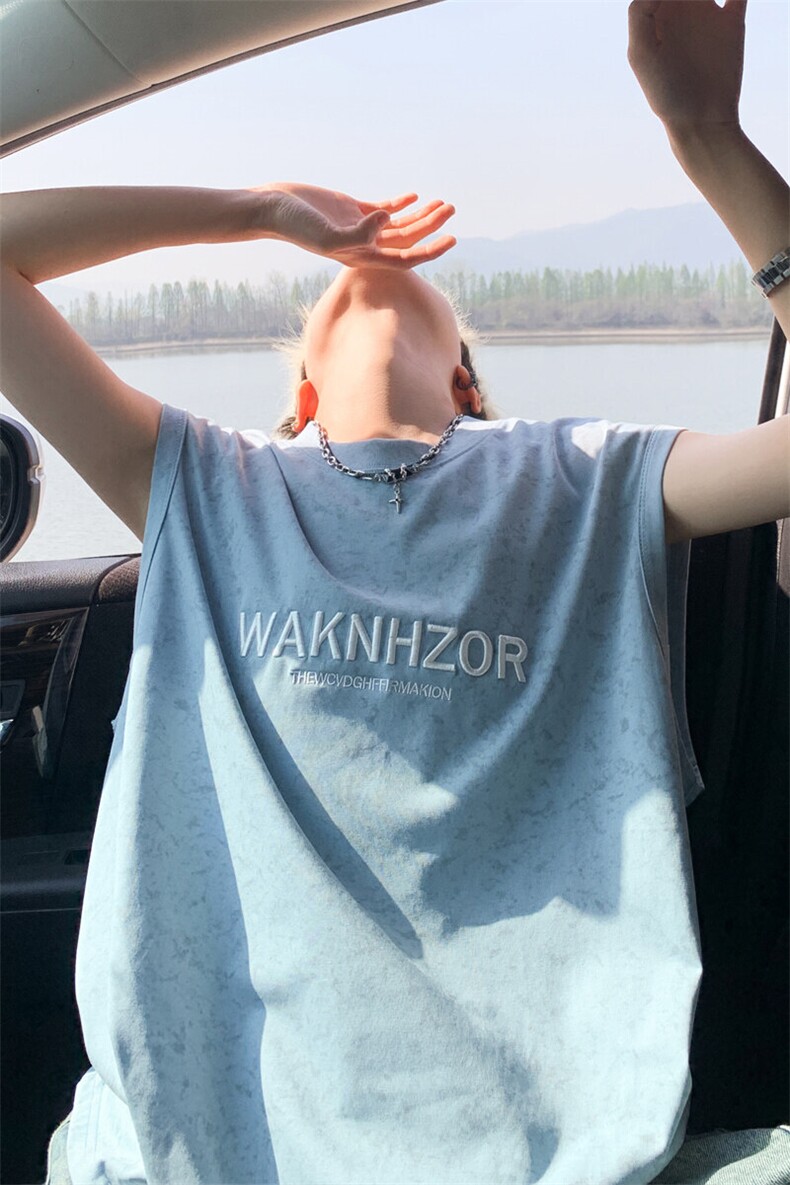 ！2026夏季新款男士重工刺绣汗背心潮牌无袖T恤BX302特P26,男装背心/马甲,电商B220