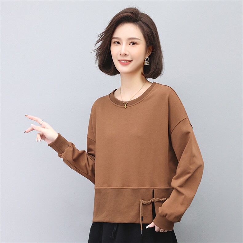 2023春夏舒适简约宽松拼接抽绳上衣,女装衬衫,叶笙衣
